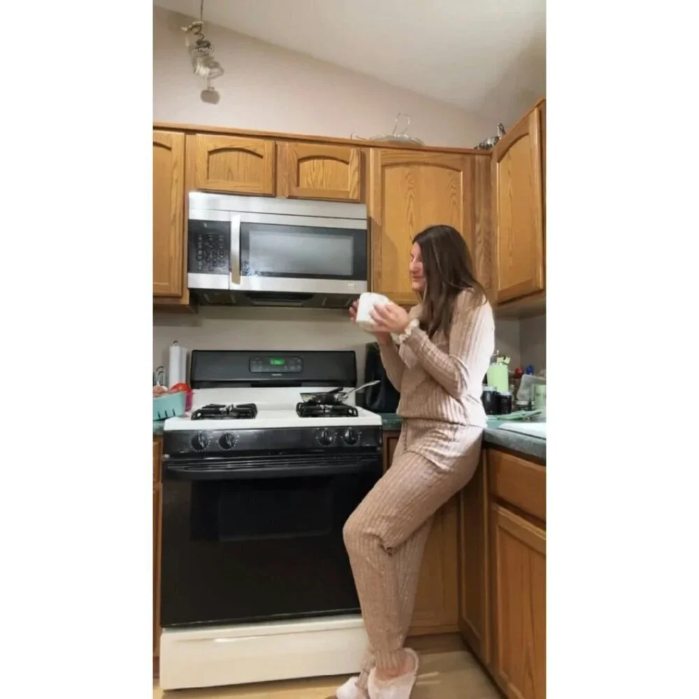 Ribbed Knit Lounge Set Long Sleeve Pajama Jogger Sweatsuit